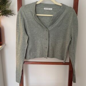 Cropped Sage Green Button-Front Cardigan